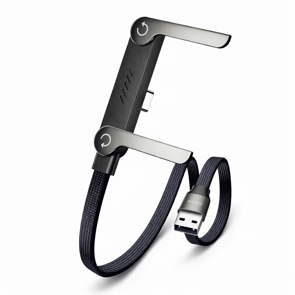 🥇KUBOZN® 2-in-1 Unsichtbares Ladekabel mit Halterung – 240-W-Schnellladekabel mit integrierter Handyhalterung (Angebot)